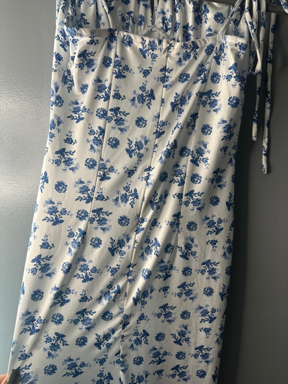 NWT Women's White blue floral  Print Maxi Dress M Cottagecore milkmaid coquette - Picture 5 of 7